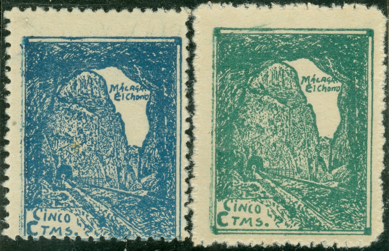 Spain Spanish Espana sellos postales Guerra Civil War El Chorro Malaga Province stamps